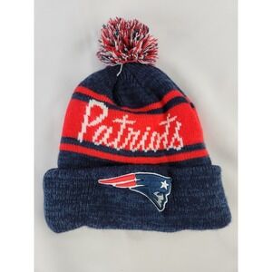 Womens New England Patriots Knit Pom Winter Hat NFL Football Embroidered Patch